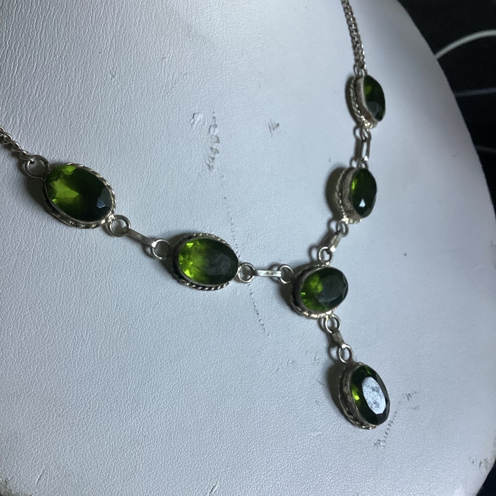 18” Romantic Y Necklace In Green Modern to Medieval